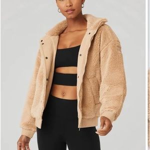 Alo sherpa zip up varsity jacket